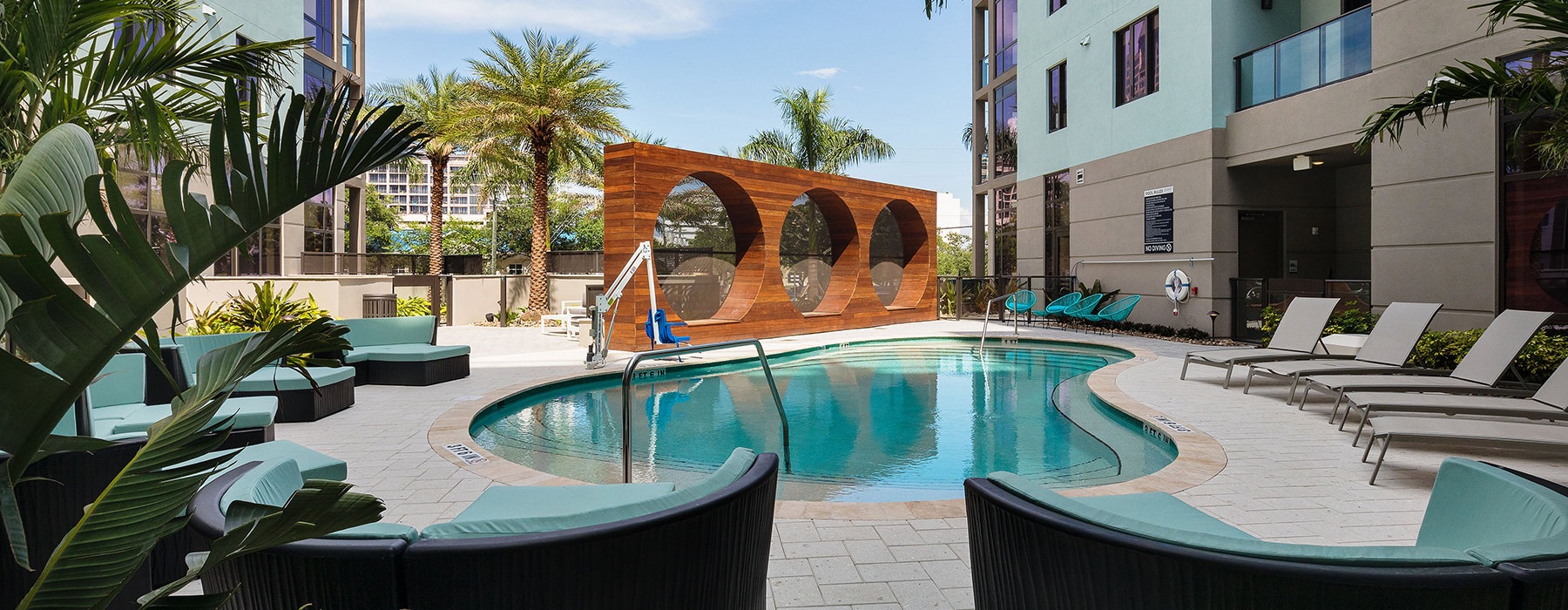 pool with lounge chairs